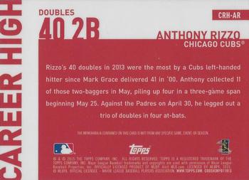 2015 Topps - Career High Relics (Series One) #CRH-AR Anthony Rizzo Back
