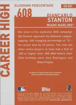 2015 Topps - Career High Autographs (Series One) #CH-GST Giancarlo Stanton Back