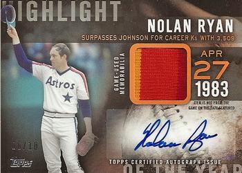 2015 Topps - Highlight of the Year Autograph Relics #HYAR-NRA Nolan Ryan Front