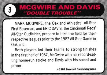 1987 Baseball Cards Magazine Repli-cards #3 Eric Davis / Mark McGwire Back