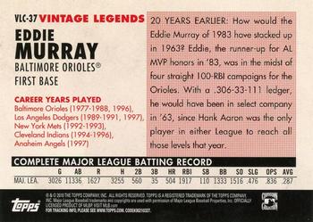2010 Topps Update - Vintage Legends Collection #VLC-37 Eddie Murray Back
