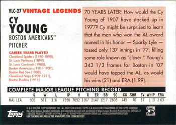 2010 Topps Update - Vintage Legends Collection #VLC-27 Cy Young Back