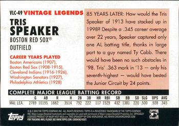 2010 Topps Update - Vintage Legends Collection #VLC-49 Tris Speaker Back