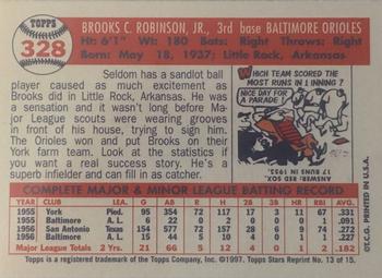 1997 Topps Stars - Autographed Rookie Reprints #13 Brooks Robinson Back