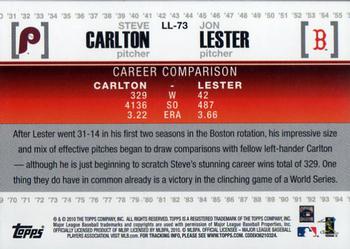 2010 Topps Update - Legendary Lineage #LL-73 Steve Carlton / Jon Lester Back
