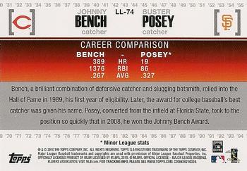2010 Topps Update - Legendary Lineage #LL-74 Johnny Bench / Buster Posey Back