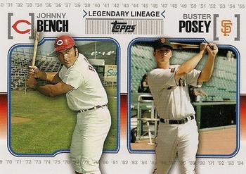 2010 Topps Update - Legendary Lineage #LL-74 Johnny Bench / Buster Posey Front
