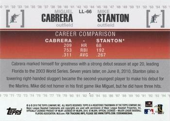 2010 Topps Update - Legendary Lineage #LL-66 Miguel Cabrera / Mike Stanton Back