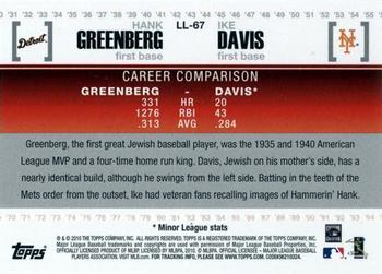 2010 Topps Update - Legendary Lineage #LL-67 Hank Greenberg / Ike Davis Back