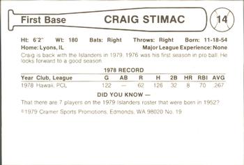 1979 Cramer Hawaii Islanders #NNO Craig Stimac Back