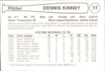 1979 Cramer Hawaii Islanders #NNO Dennis Kinney Back