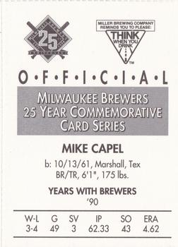 1994 Miller Brewing Milwaukee Brewers #NNO Mike Capel Back