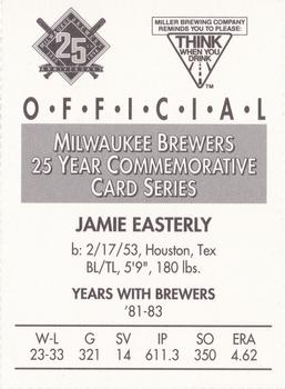 1994 Miller Brewing Milwaukee Brewers #NNO Jamie Easterly Back
