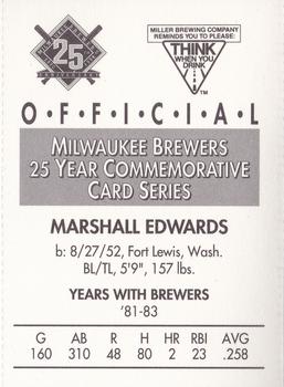 1994 Miller Brewing Milwaukee Brewers #NNO Marshall Edwards Back