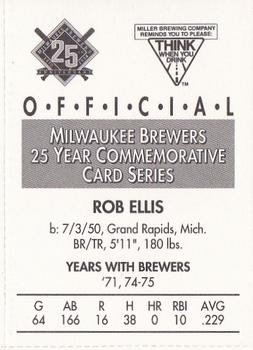 1994 Miller Brewing Milwaukee Brewers #NNO Rob Ellis Back