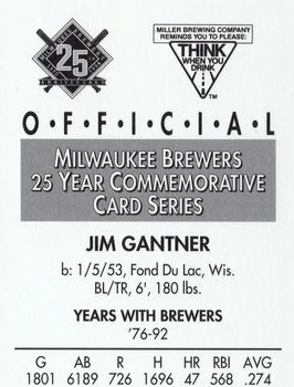 1994 Miller Brewing Milwaukee Brewers #NNO Jim Gantner Back