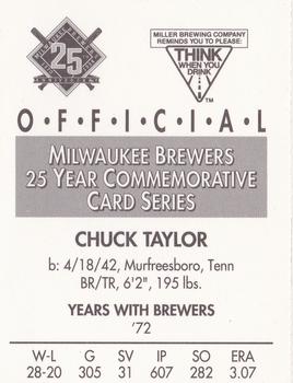 1994 Miller Brewing Milwaukee Brewers #NNO Chuck Taylor Back