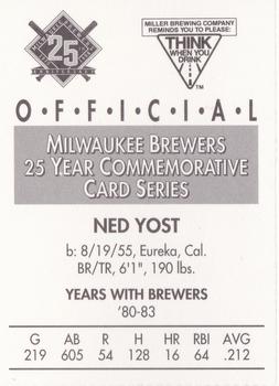 1994 Miller Brewing Milwaukee Brewers #NNO Ned Yost Back