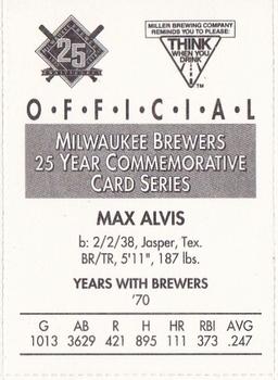 1994 Miller Brewing Milwaukee Brewers #NNO Max Alvis Back