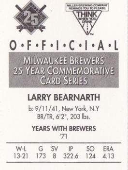 1994 Miller Brewing Milwaukee Brewers #NNO Larry Bearnarth Back
