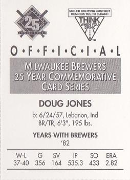 1994 Miller Brewing Milwaukee Brewers #NNO Doug Jones Back