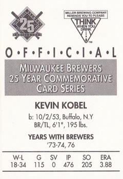1994 Miller Brewing Milwaukee Brewers #NNO Kevin Kobel Back