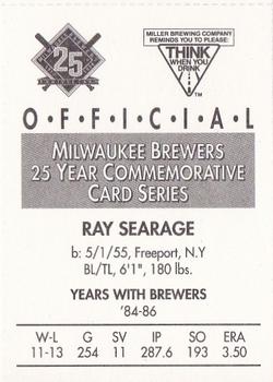 1994 Miller Brewing Milwaukee Brewers #NNO Ray Searage Back