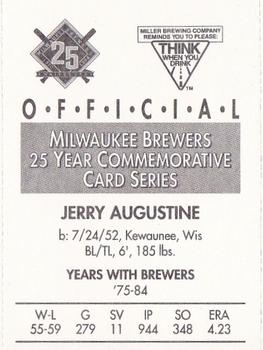 1994 Miller Brewing Milwaukee Brewers #NNO Jerry Augustine Back