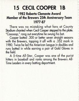 1994 Miller Brewing Milwaukee Brewers #NNO Cecil Cooper Back