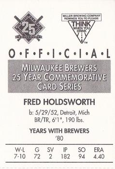 1994 Miller Brewing Milwaukee Brewers #NNO Fred Holdsworth Back