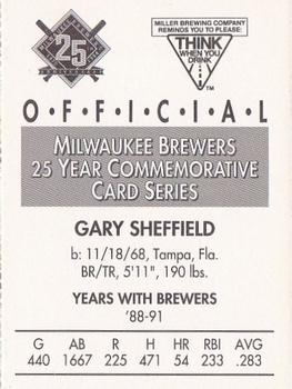 1994 Miller Brewing Milwaukee Brewers #NNO Gary Sheffield Back