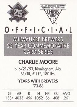 1994 Miller Brewing Milwaukee Brewers #NNO Charlie Moore Back