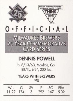 1994 Miller Brewing Milwaukee Brewers #NNO Dennis Powell Back