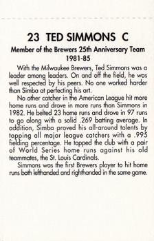 1994 Miller Brewing Milwaukee Brewers #NNO Ted Simmons Back