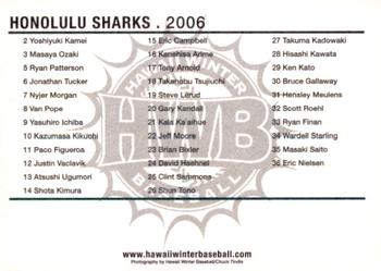 2006 HWB Honolulu Sharks #NNO Team Photo Back