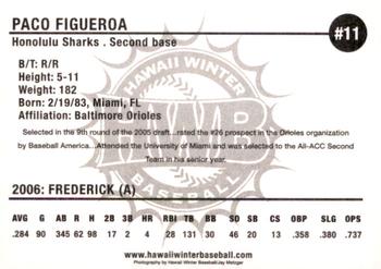 2006 HWB Honolulu Sharks #NNO Paco Figueroa Back