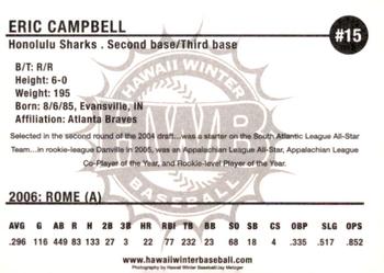 2006 HWB Honolulu Sharks #NNO Eric Campbell Back