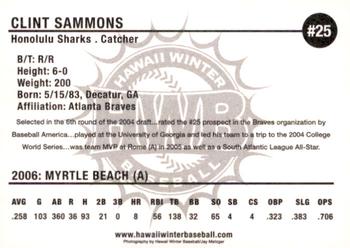 2006 HWB Honolulu Sharks #NNO Clint Sammons Back