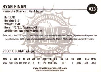 2006 HWB Honolulu Sharks #NNO Ryan Finan Back