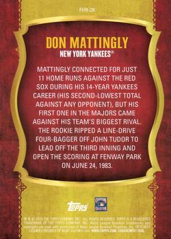 2015 Topps - First Home Run Silver (Series One) #FHR-28 Don Mattingly Back