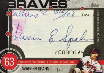 2015 Topps - Baseball History Cut Signatures #BHCSWS Warren Spahn Front