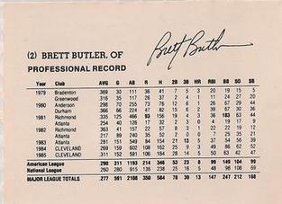 1986 Oh Henry! Cleveland Indians SGA #NNO Brett Butler Back