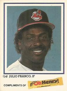 1986 Oh Henry! Cleveland Indians SGA #NNO Julio Franco Front