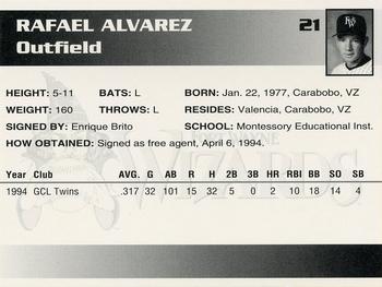 1995 Fort Wayne Wizards #21 Rafael Alvarez Back