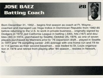 1995 Fort Wayne Wizards #28 Jose Baez Back