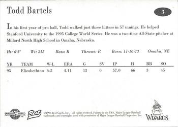 1996 Best Fort Wayne Wizards #3 Todd Bartels Back