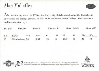 1996 Best Fort Wayne Wizards #14 Alan Mahaffey Back