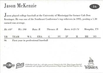 1996 Best Fort Wayne Wizards #16 Jason McKenzie Back