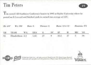 1996 Best Fort Wayne Wizards #19 Tim G. Peters Back