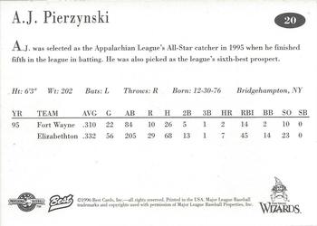1996 Best Fort Wayne Wizards #20 A.J. Pierzynski Back